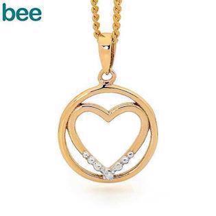 Bee Jewelry Heart in Circle 9 kt gullkjede hvitt, modell 65574